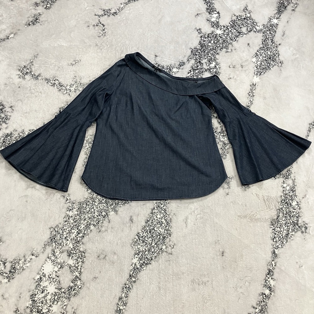 Banana Republic Off‎ Shoulder Bell Sleeve Chambray Top Women's Size 14